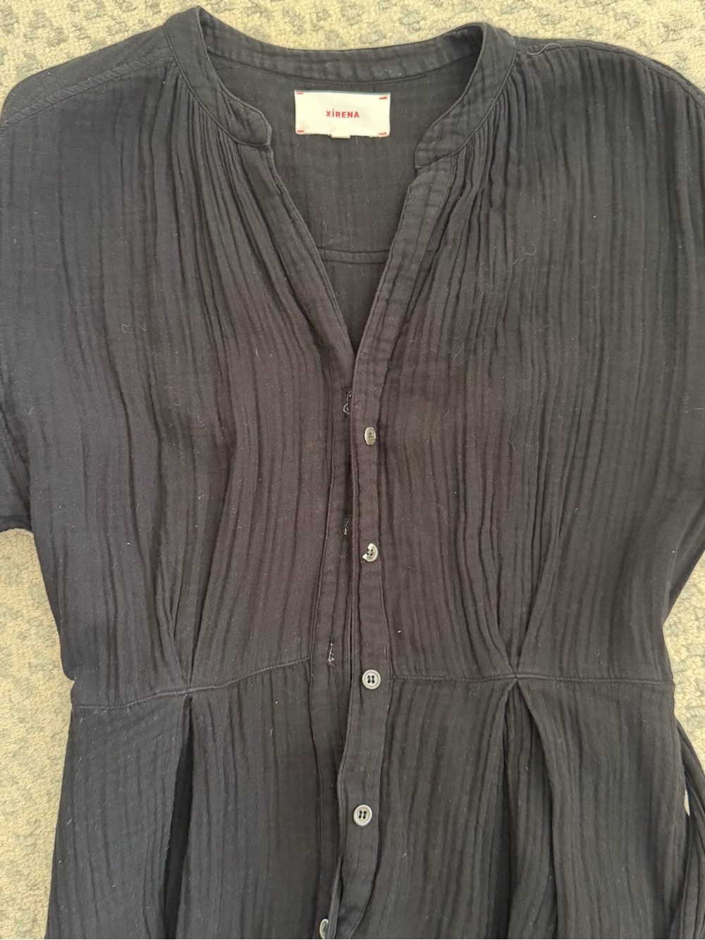 XiRENA Black Cate Button-Front Midi Dress with Tie Waist - Picture 3 of 3